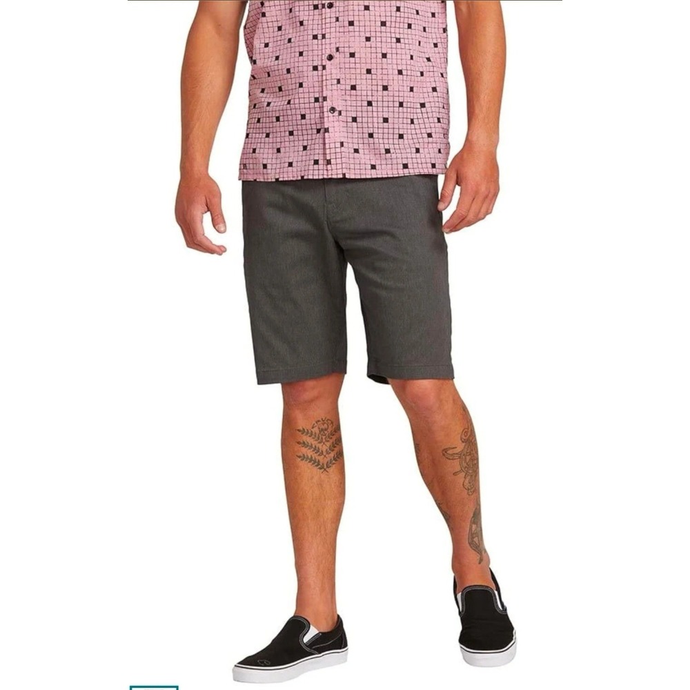 Volcom Frickin Modern Straight Chino Shorts Charcoal Men's Flat Front‎